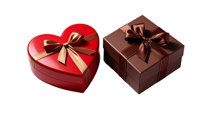 Luxury Chocolate Box with Ribbon Duo – isolated on transparent background