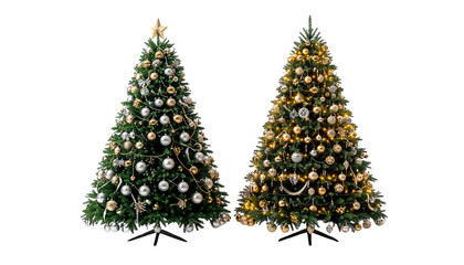  Luxury Christmas Tree Bundle – Two Elegant Decor Variations Isolated on Transparent Background
