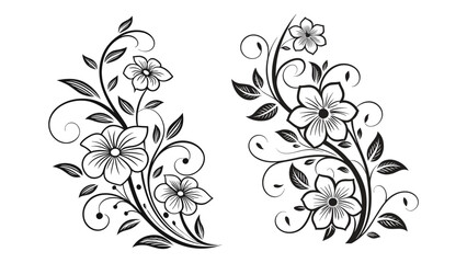 Print Elegant floral design element for tattoos