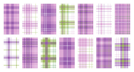 Check seamless pattern. Plaid brown backgrounds. Set gingham fabric prints. Tartan shirt cloth. Flannel textures. Mocha Mousse lumberjack tablecloth. Geometric checkered textile. Vector illustration