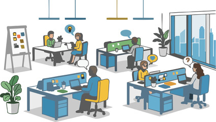 Flexible Hot Desking Office Vector Illustration 123
