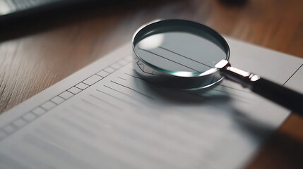 Analyzing data with a magnifier: Examination of chart details for insights. Research and detailed study.