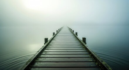 Fototapeta premium Misty Water Reflection. Serene Atmospheric Nature Scene.