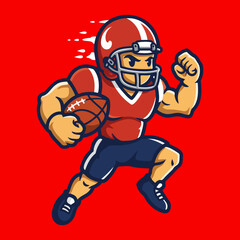 American football player cartoon mascot running