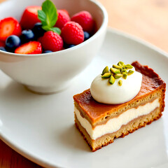 healthy dessert with bowl of fruits