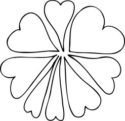 Vector line set of black hearts isolated on a white background.