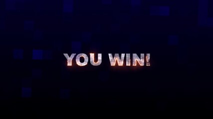 Winning concept on dark blue background with bokeh, ideal for motivational designs, success themes, and celebrating achievements creatively. "YOU WIN!" text animation