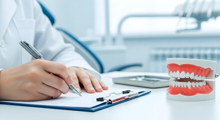 Dentist's Hands Writing Patient Notes