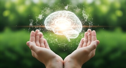 Cupped Hands Holding a Luminous Object