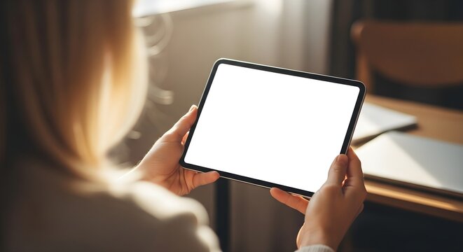 Over the Shoulder View of Person Holding a Tablet