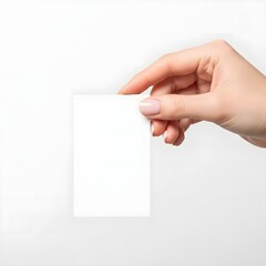 Manicured Hand Holding a Blank White Card