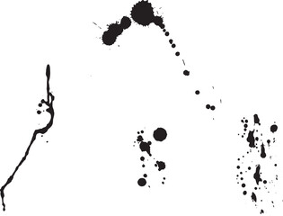 Obraz premium Diverse abstract black ink splatters create dynamic shapes across a transparent background
