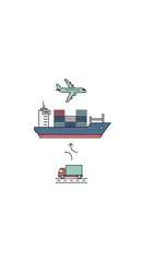 Global Logistics - Seamless Transportation Network with Ship, Plane, and Truck.