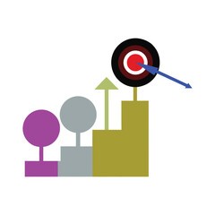 step by step goals and rising targets symbolising vector art