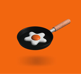 fried egg on a frying pan icon vector illustration
