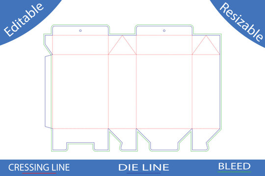 Gable top box die cut template with bleed and cut lines