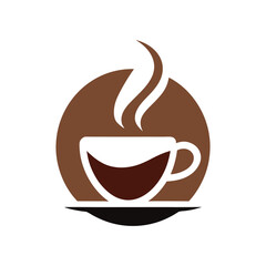 modern minimalist cafe logo showing a steaming coffee
