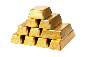 Stacked golden bars, reflecting light, isolated against a dark backdrop