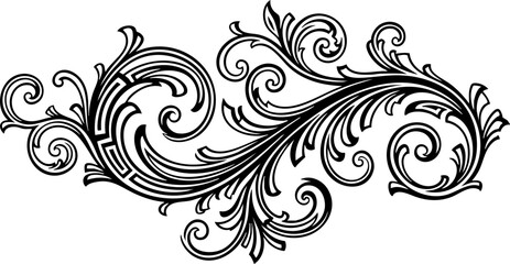 Fototapeta premium Elegant black and white flourish design adds sophisticated decorative accent to any professional project, enhancing visual appeal with timeless style and ornate detail.