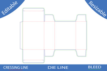 Simple packaging box die cut template with folding and creasing lines