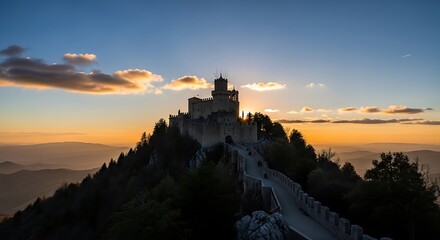 Guaita Fortress at Sunset - A San Marino Landmark.