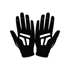 Black gloves presented to showcase and protect hands in sport or work, football gloves silhouette vector illustration