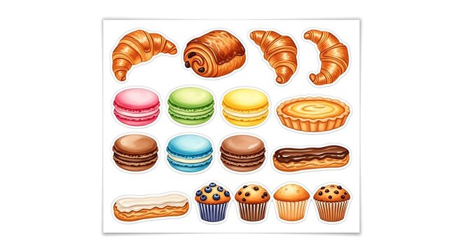 Delicious Pastries and Desserts - A Colorful Collection of Sweet Treats. - Powered by Adobe