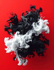 Energetic Logo Abstract 3D White Drawing dramatic detailed lighting LowKey Render Black Macro Background emphasized Ink design,