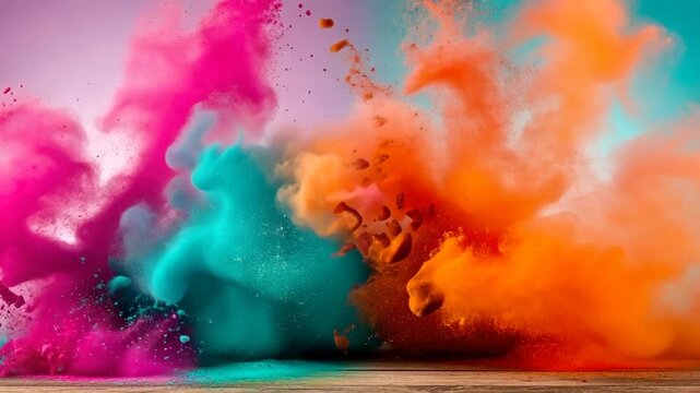 A vibrant explosion of multicolor powder paint creating a dynamic abstract cloud, perfect for a colorful background or festival concept - Powered by Adobe