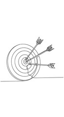 Target Practice - Arrows Hitting the Bullseye in Continuous Line Art.