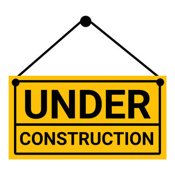 Yellow Under Construction Sign Graphic &ndash; Caution Work in Progress Symbol for Websites and Projects