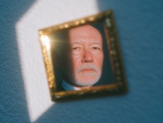 Portrait of a Mature Man with Beard in an Elegant Frame Shadow