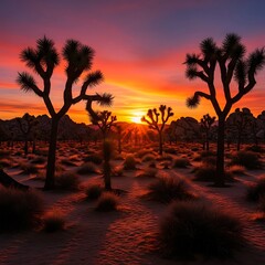 Joshua Tree National Park Sunset - Desert Landscape at Dusk.