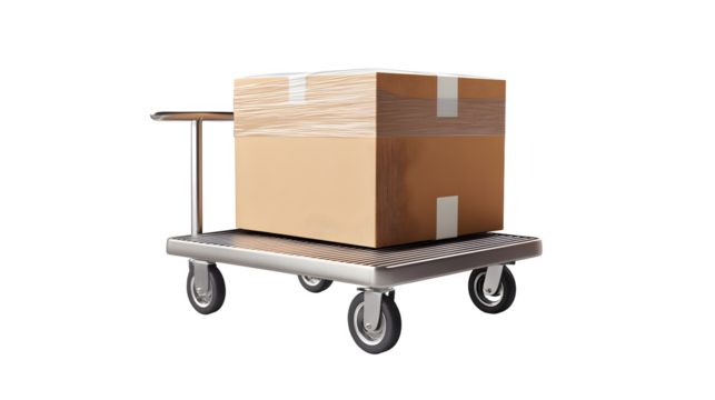 Industrial warehouse cart with cardboard box for efficient transportation and storage solutions