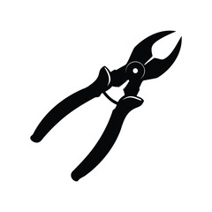 Black and White Image of a Wire Stripper, Industrial Tool Silhouette, pruning shears silhouette vector illustration