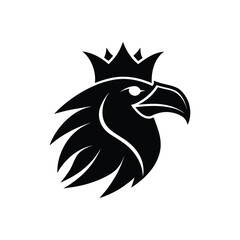 an eagle head wearing a crown logo silhouette vector art illustration