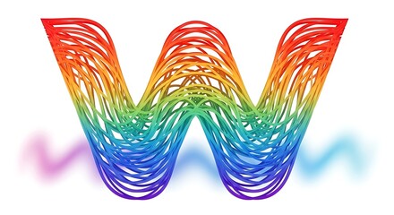 Rainbow Letter W - A Vibrant and Colorful Typography Design.