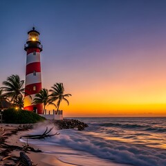 Hillsboro Lighthouse at Sunset - A Beacon of Coastal Beauty.