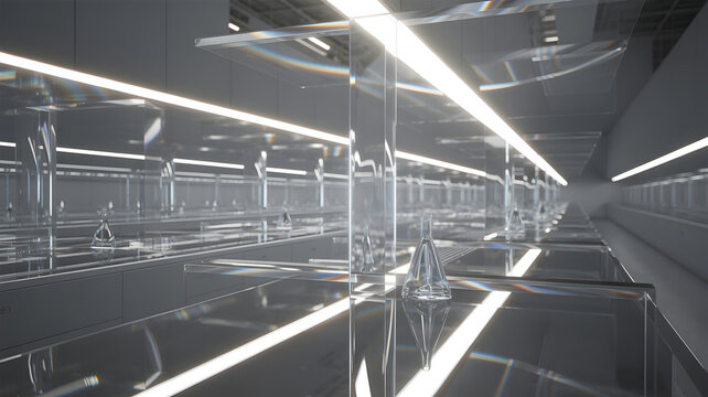 Reflecting modern minimalist interior design with glass elements