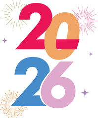 Creative multicolor happy new year 2026 typography design with modern festive layout and vibrant celebration style
