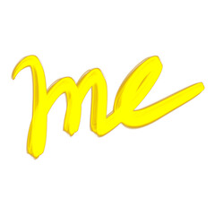 The word me in yellow isolated on transparent background, a personal reflection