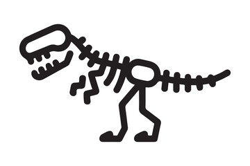 Dinosaur skeleton T rex icon black color. one line Icon drawing with white background