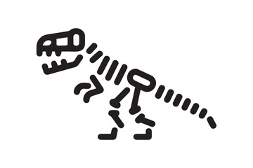Dinosaur skeleton T rex icon black color. one line Icon drawing with white background
