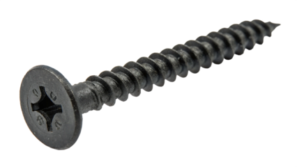 Black drywall screw isolated on transparent background