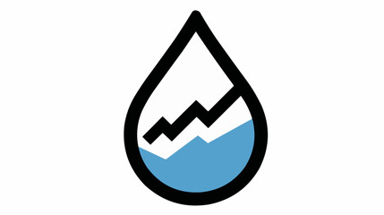 Water drop with growth graph icon for conservation analytics apps
