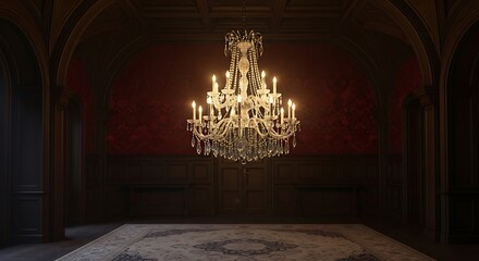 Elegant Chandelier Illuminating a Grand Hall.