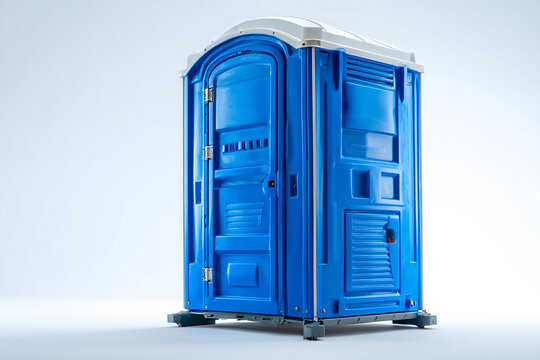 Blue Portable Toilet on a Light Background