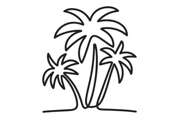 Obraz premium tropical plam trees icon. one line Icon drawing with white background