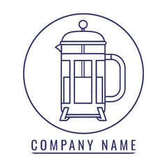 French press coffee maker logo vector