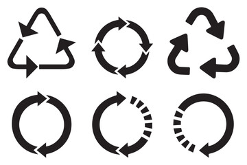 Recycling Icons Set – Eco Friendly Recycle Symbol Collection for Sustainability, Waste Management, and Circular Economy Design Vector